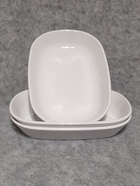 Corning White Coupe Sidekick Serving Tray Dishes Oven Snack Oval Plate Lot Of 3
